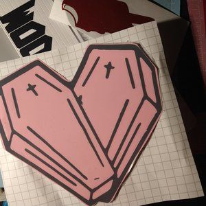 Heart coffin vinyl decal